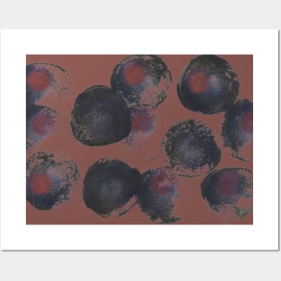 Simple abstract background with bubbles, falling confetti. Watercolor dots (circles) on terracotta. Perfect for greeting card, postcard, poster, logo, textile, fabric, packaging, wrapping paper. Posters and Art